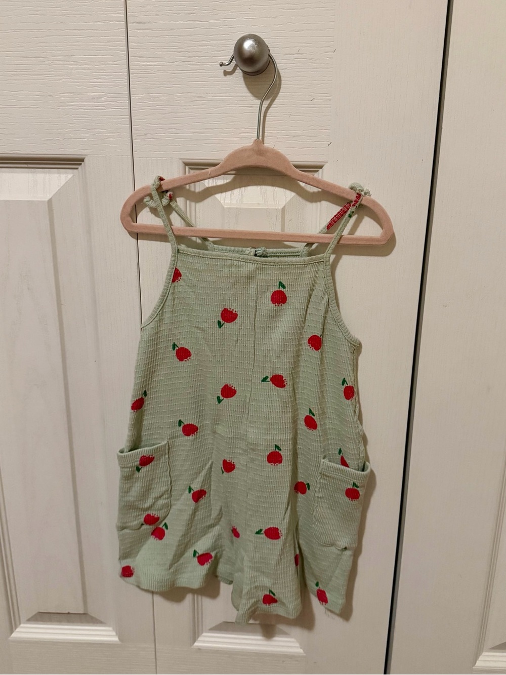 Zara Light Green Romper with Red Cherry Print